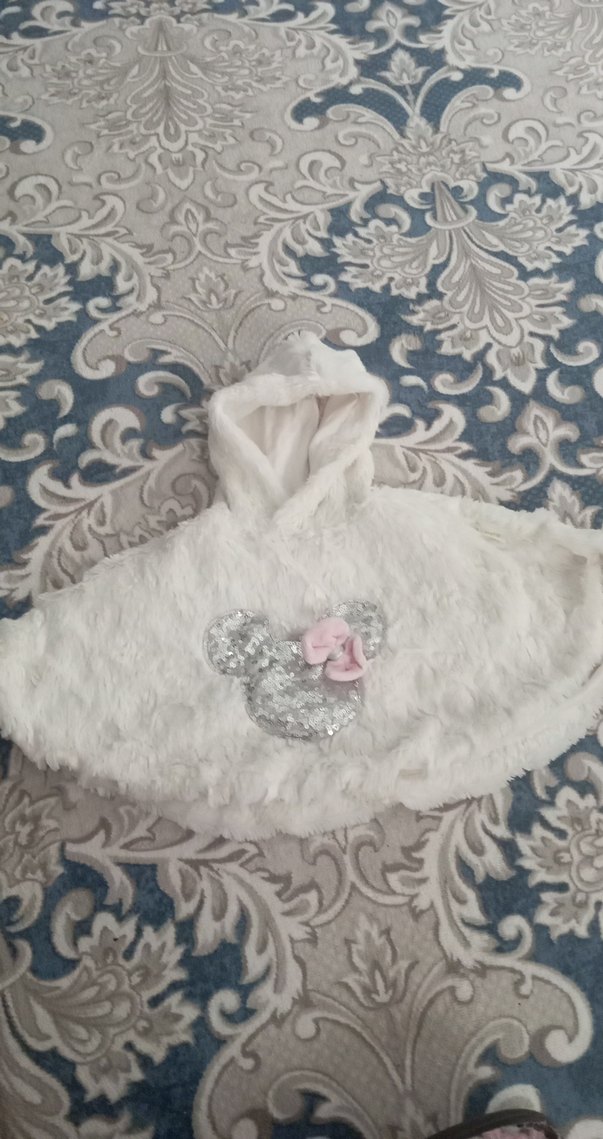 Kız Çocuk Kapüşonlu Beyaz Poncho - Görsel 2