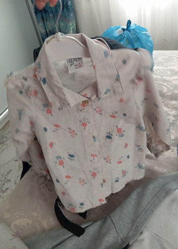 Kız Çocuk Gri Kısa Kollu Baskılı Gömlek - Görsel 3