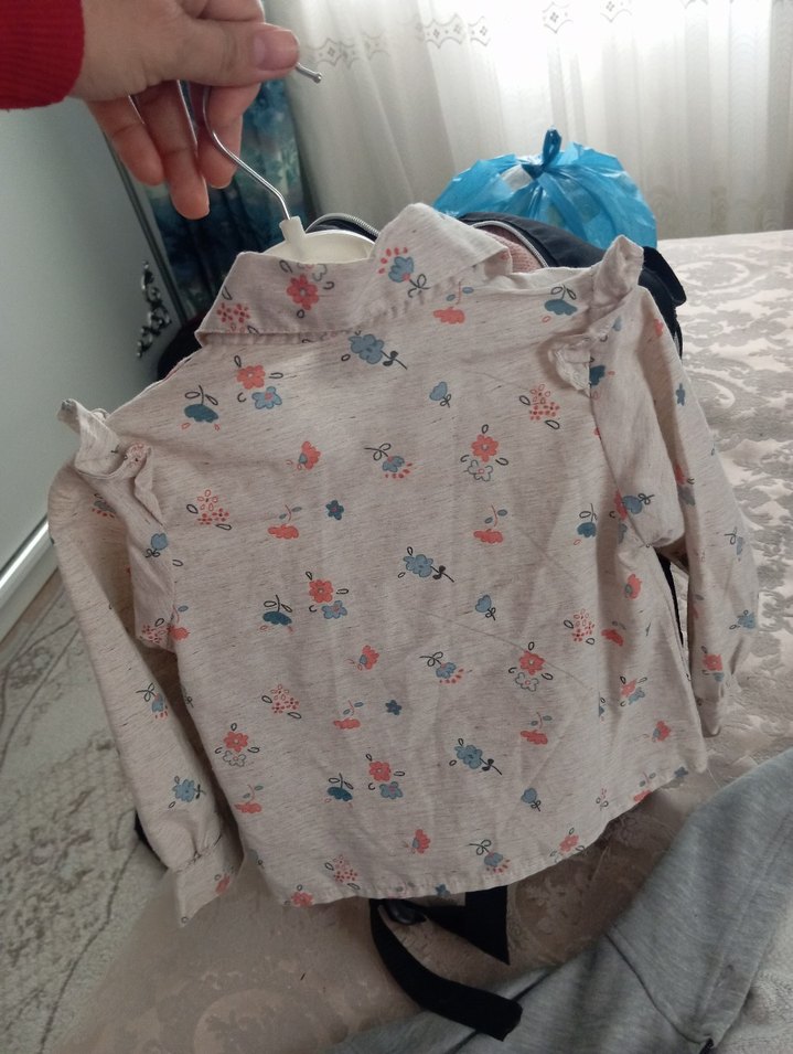 Kız Çocuk Gri Kısa Kollu Baskılı Gömlek - Görsel 2