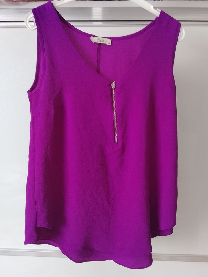 Mor V-Yaka Saten Kadın Tulum - Görsel 2