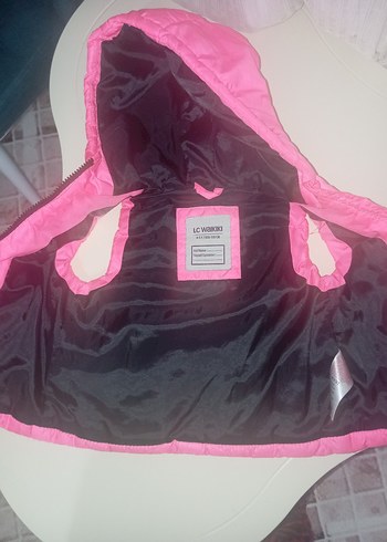 Kızlar için Kapüşonlu Pembe Fermuarlı Yelek - Görsel 2