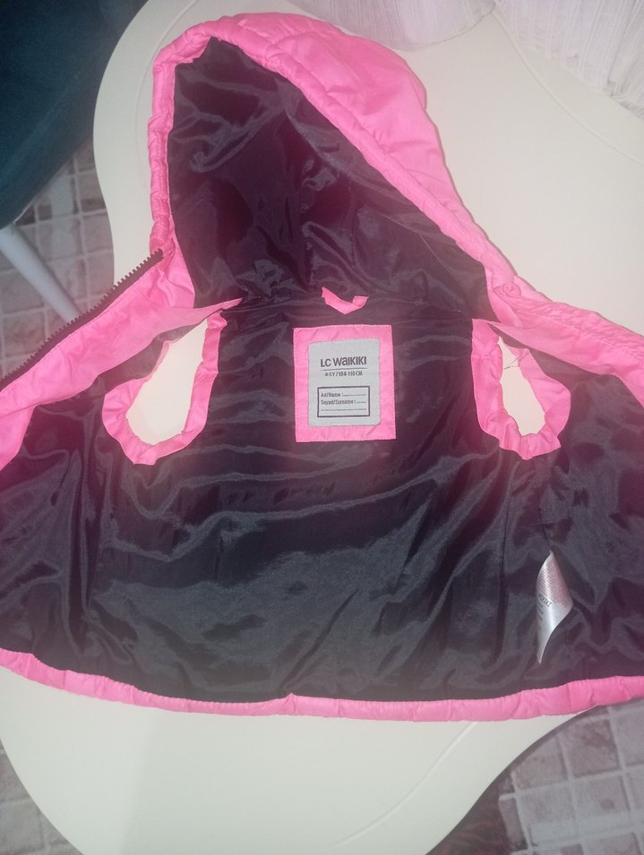 Kızlar için Kapüşonlu Pembe Fermuarlı Yelek - Görsel 2