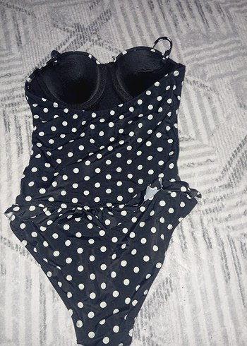 Düğmeli Siyah Puantiyeli Mini Mayo - Görsel 3