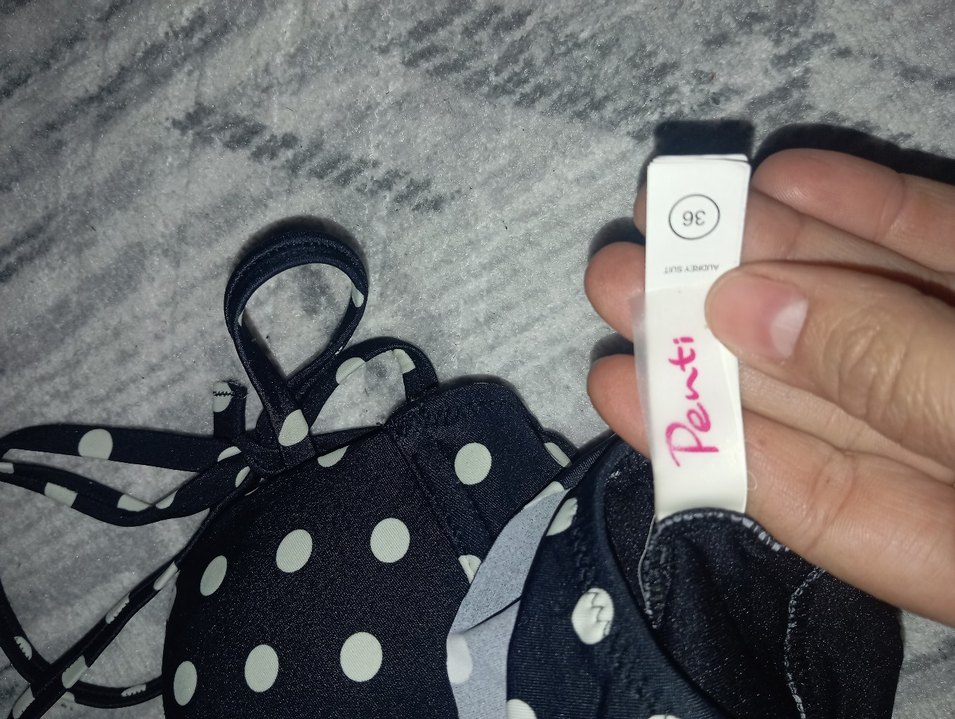 Düğmeli Siyah Puantiyeli Mini Mayo - Görsel 4