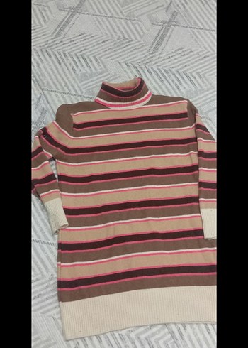 Çizgili Boğazlı Kadın Triko Kazak - Görsel 2