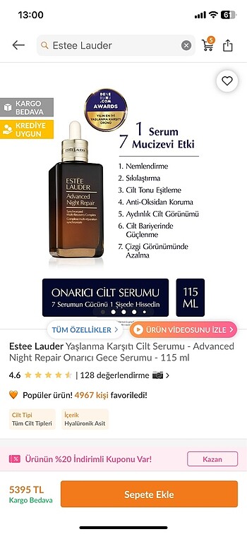 Estee lauder yaşlanma karşıtı cilt serumu