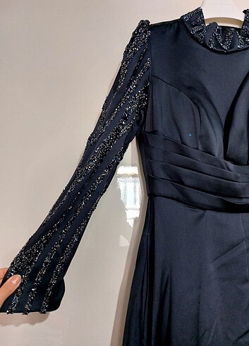 kadın lacivert abiye - Görsel 4