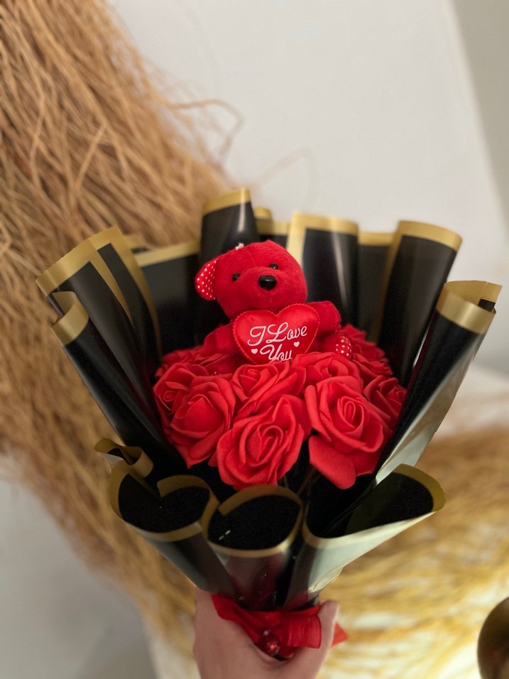 Ayıcıklı çiçek buket - Görsel 2