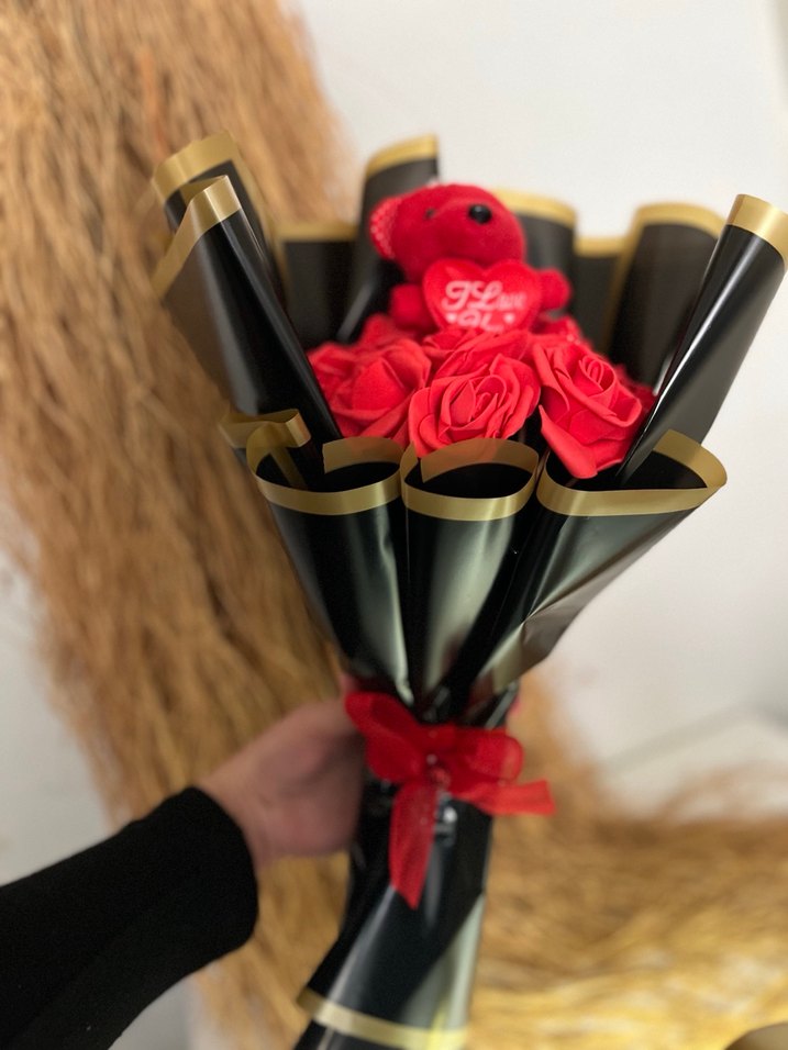 Ayıcıklı çiçek buket - Görsel 3