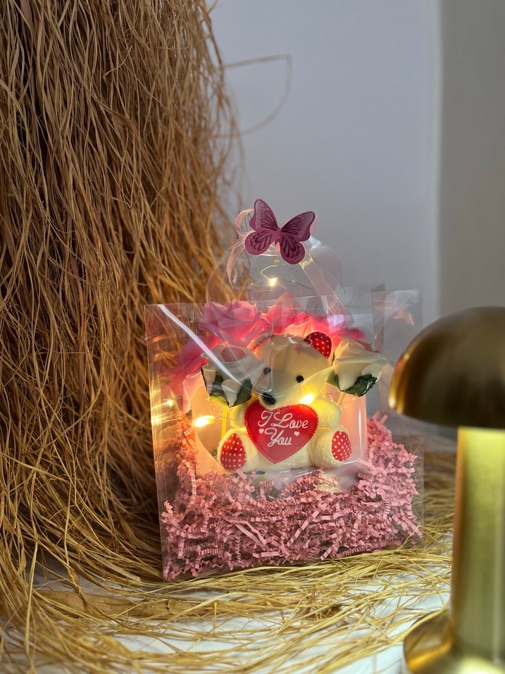 Pembe Renkli Sevimli Peluş Ayıcık Hediyesi - Görsel 2