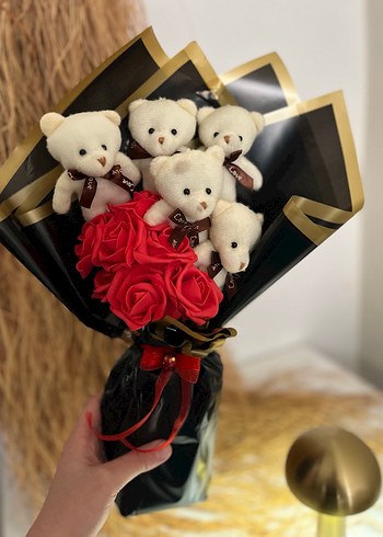 Renkli Güller ve Ayıcıklar Hediye Buketi - Görsel 2