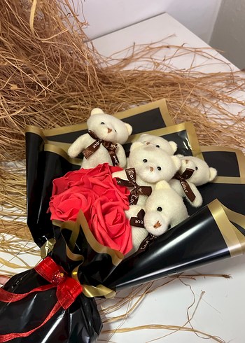 Renkli Güller ve Ayıcıklar Hediye Buketi - Görsel 4