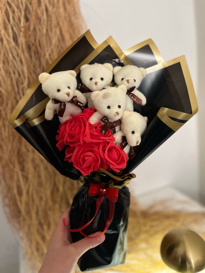 Renkli Güller ve Ayıcıklar Hediye Buketi - Görsel 3