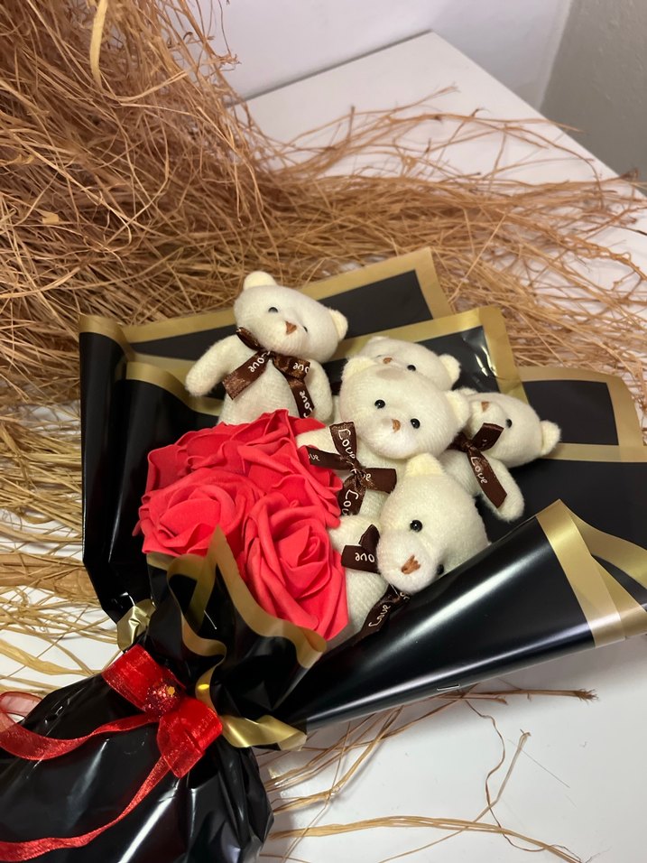 Renkli Güller ve Ayıcıklar Hediye Buketi - Görsel 4