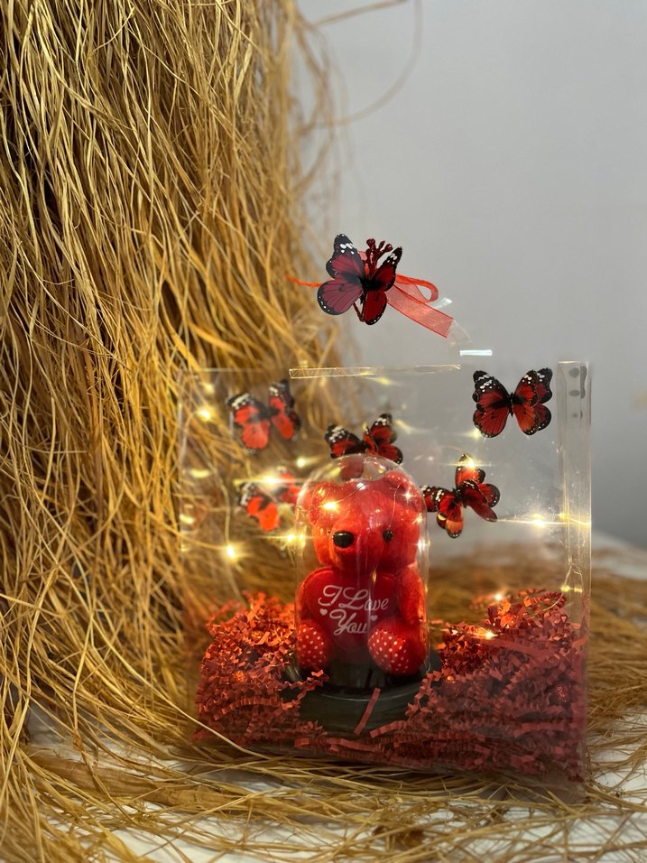 Kırmızı Ayıcık ve Kelebekli Dekoratif Ürün - Görsel 4