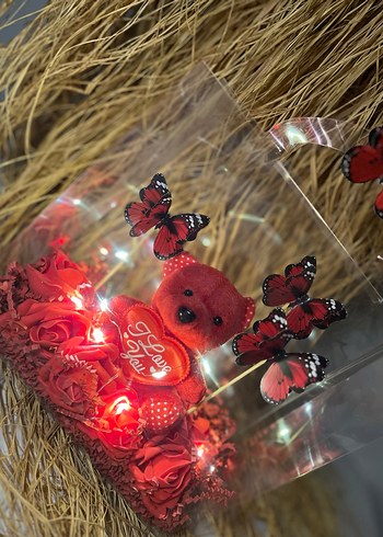 Kırmızı Ayıcık ve Kelebek Figürlü Dekor - Görsel 2