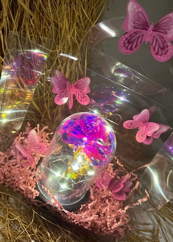 Pembe Kelebekli Işıklı Dekoratif Obje - Görsel 2