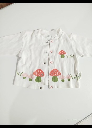 Beyaz Mantar Baskılı Kız Çocuk Gömlek - Görsel 2