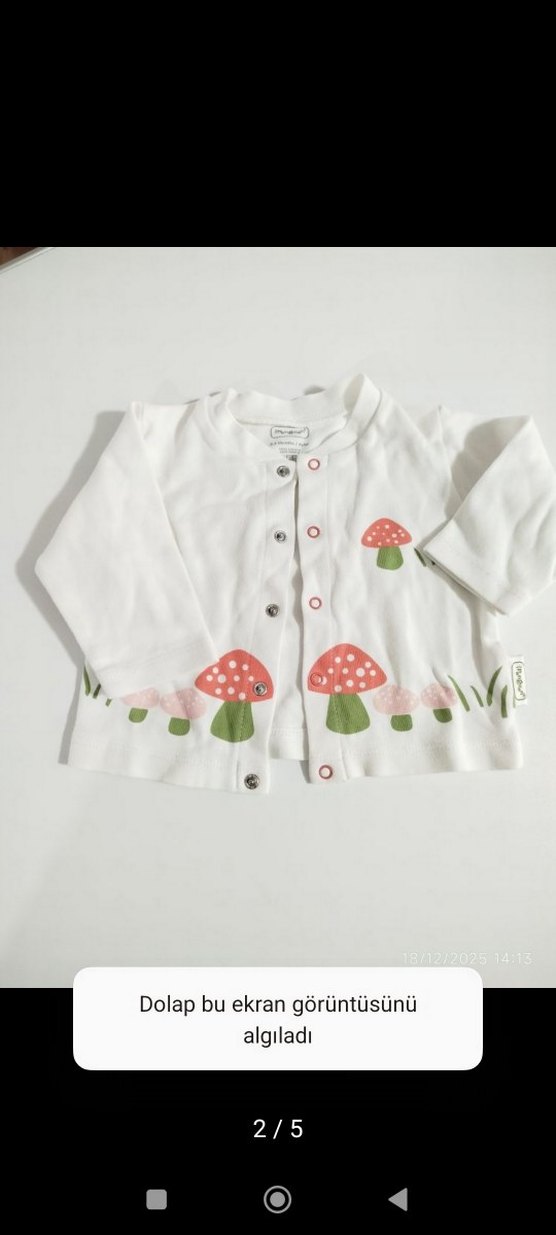 Beyaz Mantar Baskılı Kız Çocuk Gömlek - Görsel 3