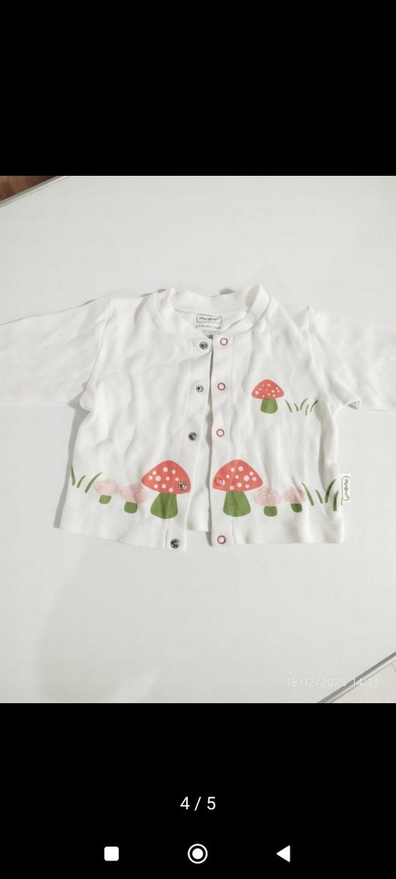 Beyaz Mantar Baskılı Kız Çocuk Gömlek - Görsel 2