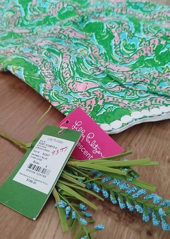 Lilly Pulitzer Dantel Detaylı Yeşil Askısız Bohem Elbise