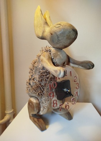 Ahşap Tavşan Figürlü Saat - Görsel 3