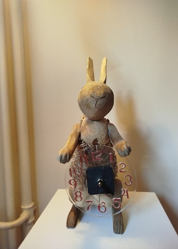 Ahşap Tavşan Figürlü Saat - Görsel 2