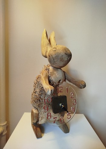 Ahşap Tavşan Figürlü Saat - Görsel 4