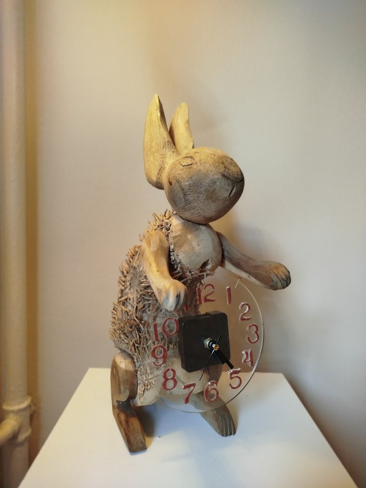 Ahşap Tavşan Figürlü Saat - Görsel 4