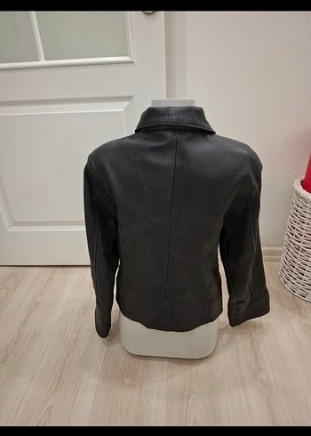 Siyah gerçek Deri Biker Ceket - Görsel 4