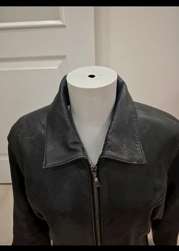 Siyah gerçek Deri Biker Ceket - Görsel 3