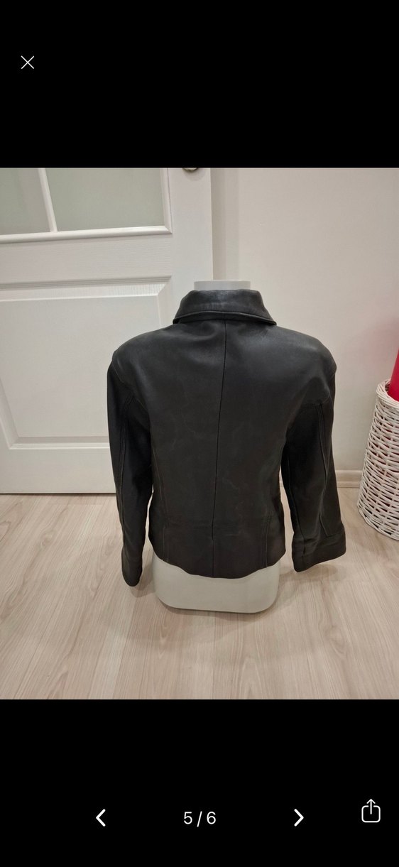 Siyah gerçek Deri Biker Ceket - Görsel 4