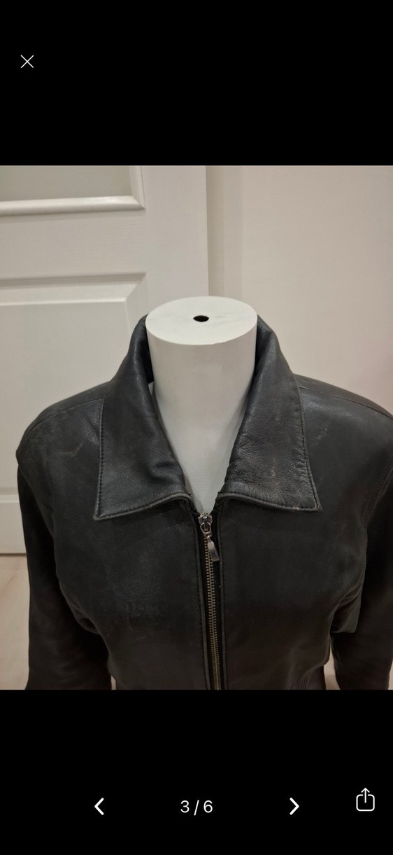 Siyah gerçek Deri Biker Ceket - Görsel 3