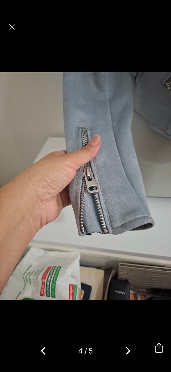 Süet Biker Kadın süet Ceket - Görsel 4