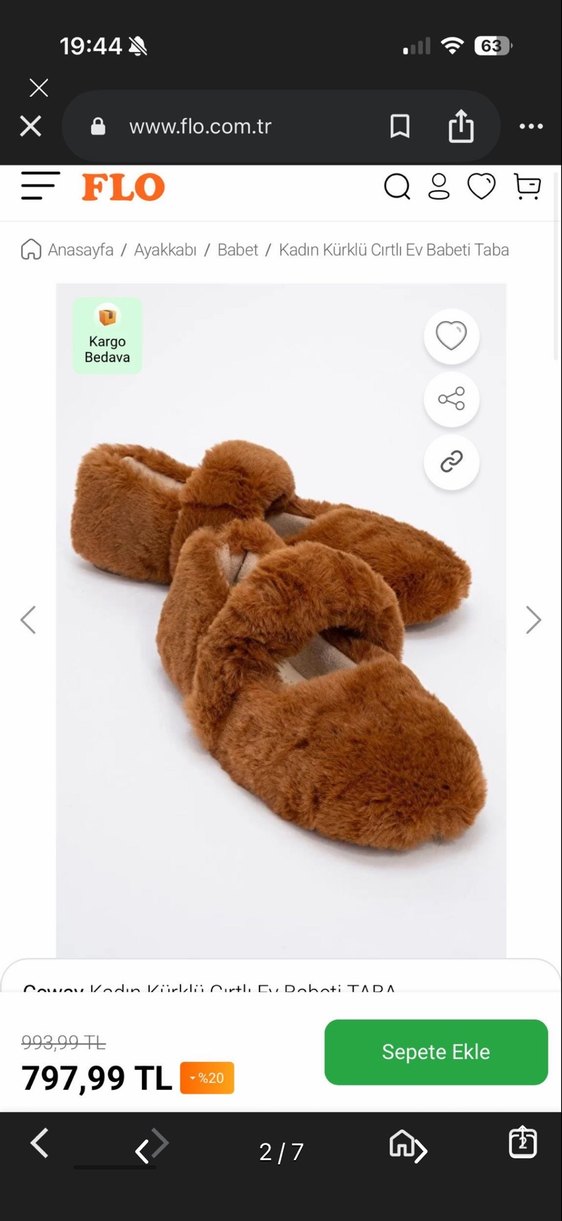 Kahverengi Kürklü Kadın Düz Ayakkabı - Görsel 2