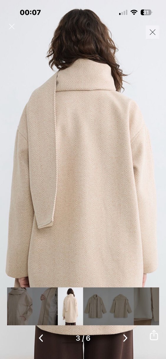 Bej Oversize Yün Kaban — görsel 3/10