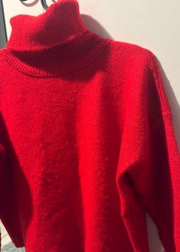 Kırmızı Balıkçı Yaka Kadın Triko Kazak - Görsel 2