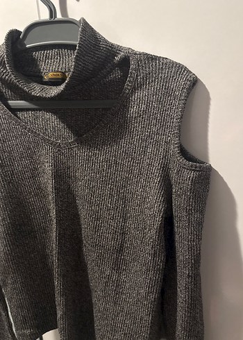 Gri Triko Boğazlı Kadın Kazak - Görsel 2