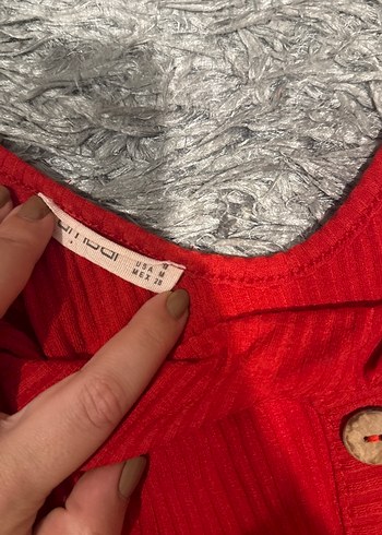 Düğmeli Kırmızı Bohem Kadın Atlet - Görsel 3