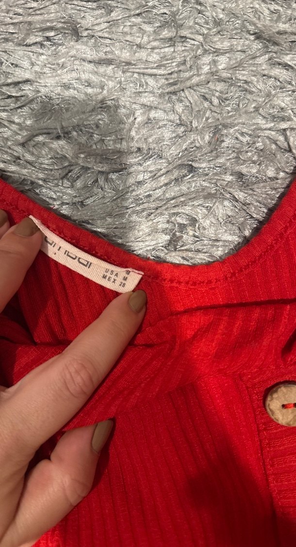 Düğmeli Kırmızı Bohem Kadın Atlet - Görsel 3