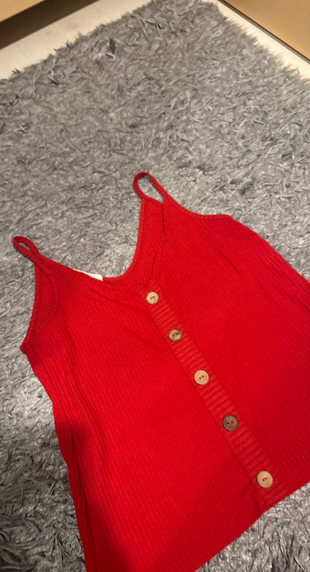 Düğmeli Kırmızı Bohem Kadın Atlet - Görsel 2