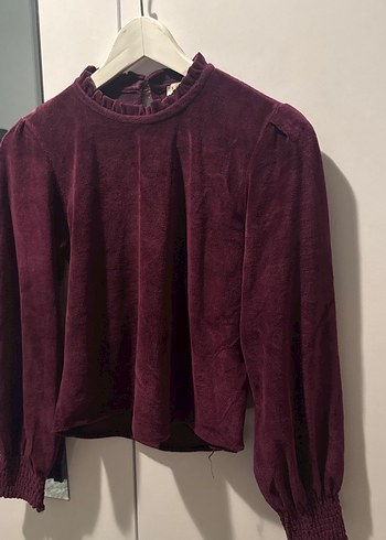 Bordo Süet Düğmeli Kadın Kazak oxxo - Görsel 2