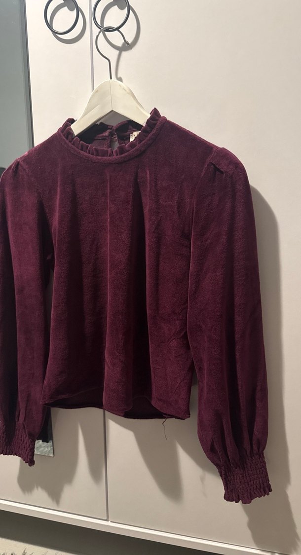 Bordo Süet Düğmeli Kadın Kazak oxxo - Görsel 2