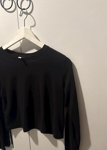 Siyah Uzun Kollu crop bluz - Görsel 2
