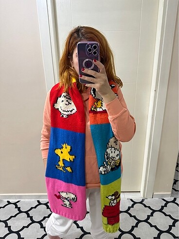 Beden çeşitli Renk Snoopy atkı