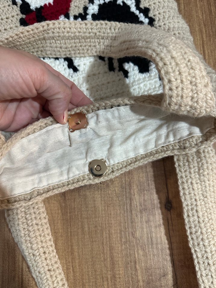 Örgü Kadın Omuz Çantası - Snoopy Desenli - Görsel 3