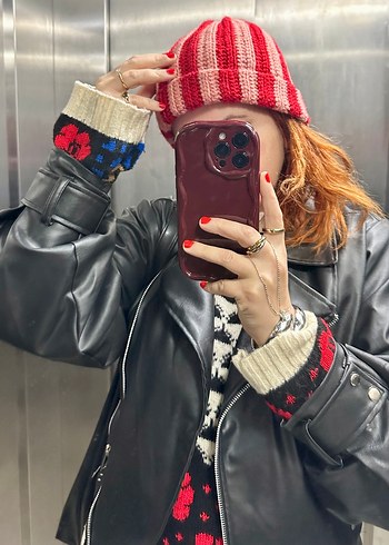 Renkli Bohem Kadın Örgü Bere - Görsel 3