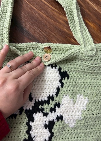 Yeşil Örgü Kadın Çanta - Görsel 2