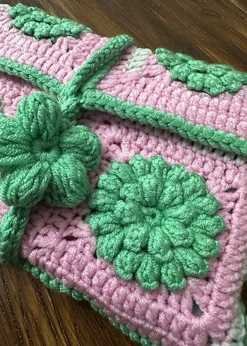 Pembe Yeşil Örgü Bohem kitap kılıfı - Görsel 3