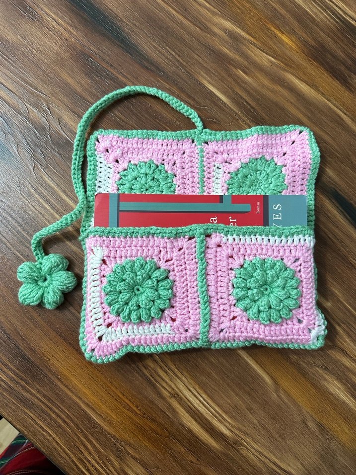 Pembe Yeşil Örgü Bohem kitap kılıfı - Görsel 2